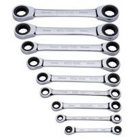 Ratelsleutel vlak met omschakelpal 6 tot 24 mm - 9 delig - Sam