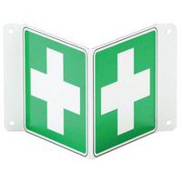 Bord Eerste hulp, dubbelzijdig, V-vormig, aluminium - Manutan Expert