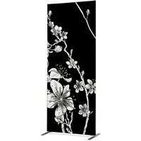 Scheidingswand Textiel Deco Dubbelzijdig Abstract Japans Bloesem zwart