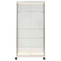 Vitrinekast hoog met schuifdeur met wielen - 95x50x200 cm - Sarazino