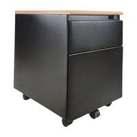 Ladeblok verrijdbaar - 2 laden - zwart en houtlook - refurbished