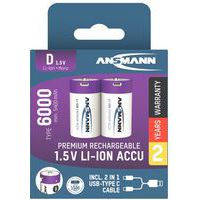 Oplaadbare lithiumbatterij LR20 - Mono D - Ansmann