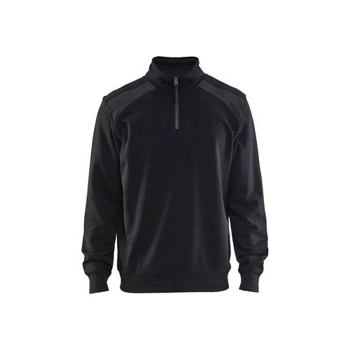 Sweatshirt halve rits Black/Mid grey - Blåkläder