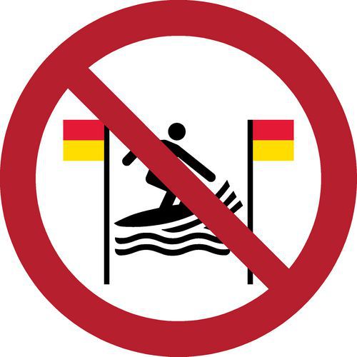 Pictogram Surfen tussen vlaggen verboden