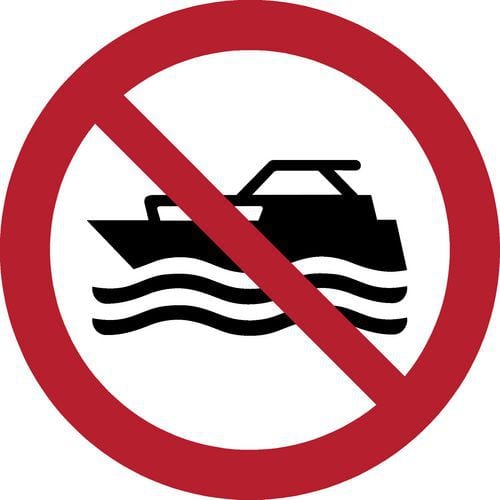 Pictogram Verboden voor mechanisch aangedreven vaartuigen