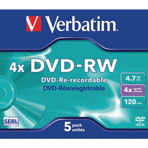 DVD-RW 4X - set van 5 Verbatim