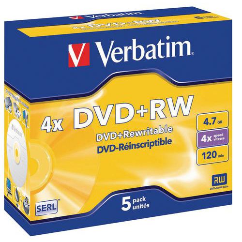 DVD+RW - 4X- set van 5 Verbatim