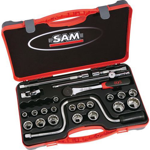 Koffer 1/2 met 24 delig 12-kant gereedschappen in inch - SAM Outillage