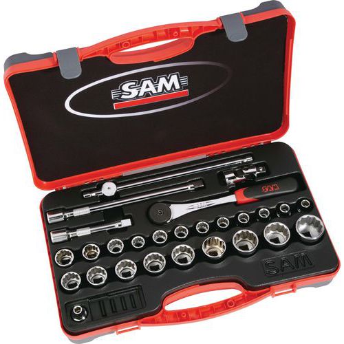 Koffer 1/2 met 27 gereedschappen in mm 12-kant - SAM Outillage