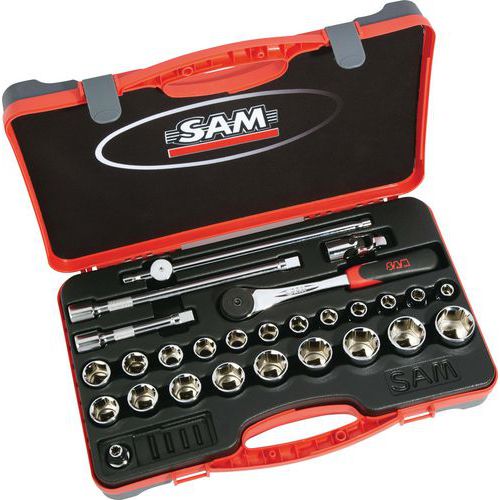 Koffer 1/2 met 27 gereedschappen in mm 6-kant - SAM Outillage