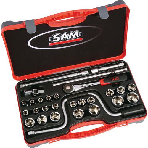 Koffer 1/2 doppen met 28 6-kant gereedschappen in mm - SAM Outillage