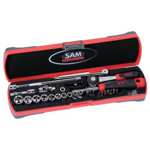 Koffer 1/4 met 33 gereedschappen in mm - SAM Outillage