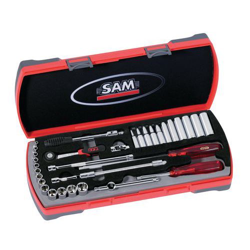 Koffer 1/4'' met 33 gereedschappen in mm - SAM Outillage