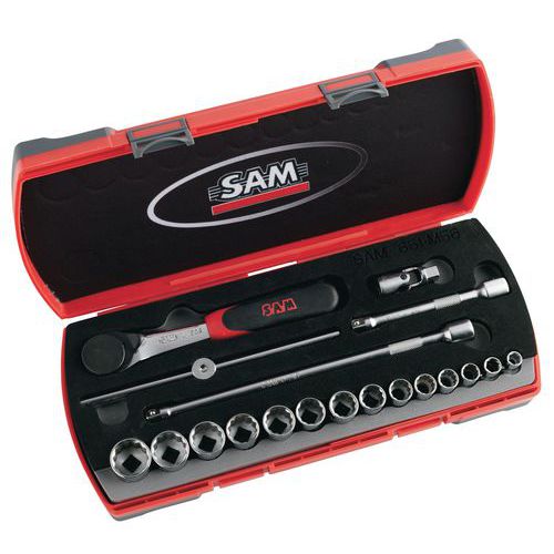 Koffer 3/8 19 delig gereedschappen in mm - SAM Outillage