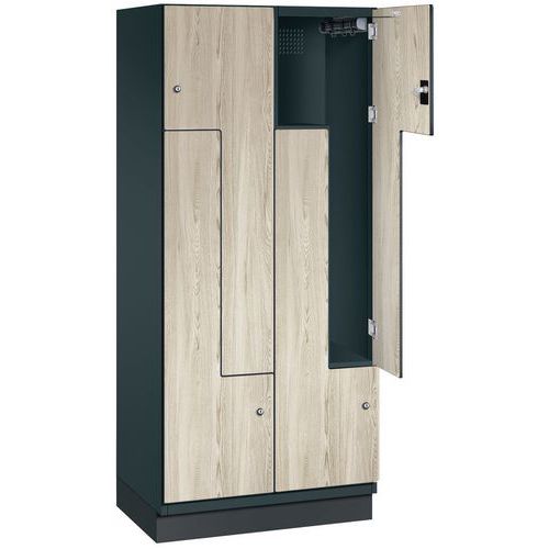 Garderobekast deur L hout - 2 tot 6 vakken breedte 200 mm - Op voet