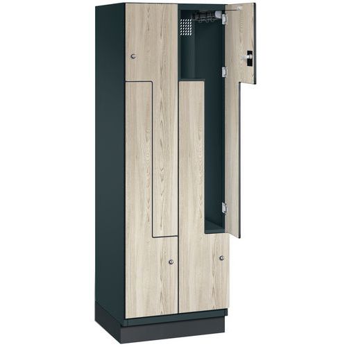 Garderobekast deur L hout - 2 tot 6 vakken breedte 150 mm - Op voet