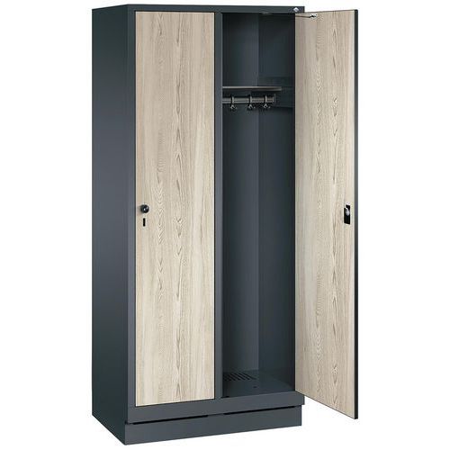 Garderobekast met houten deur Evolo - 2 tot 4 kolommen breedte 300 mm - Op sokkel