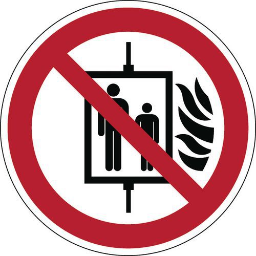 Verbodsbord - Lift niet gebruiken bij brand - Hard