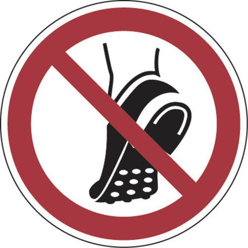 Verbodsbord - Schoenen met noppen niet toegestaan - Aluminium rond