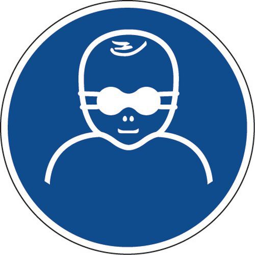 Gebodsbord - Dragen van bril met ondoorzichtig glas voor kinderen - Aluminium