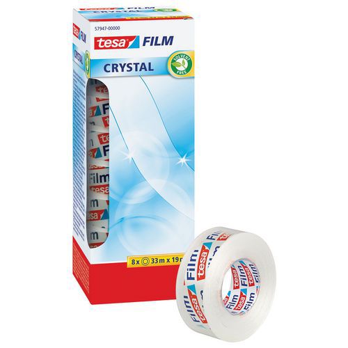 Plakband TESA “Crystal” 33 m x 19 mm - Set van 8