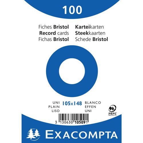 Steekkaart bristol effen niet geperforeerd 105x148mm Exacompta