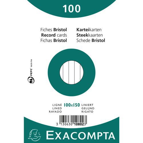 Steekkaart bristol gelijnd niet geperforeerd 100x150 mm - Exacompta