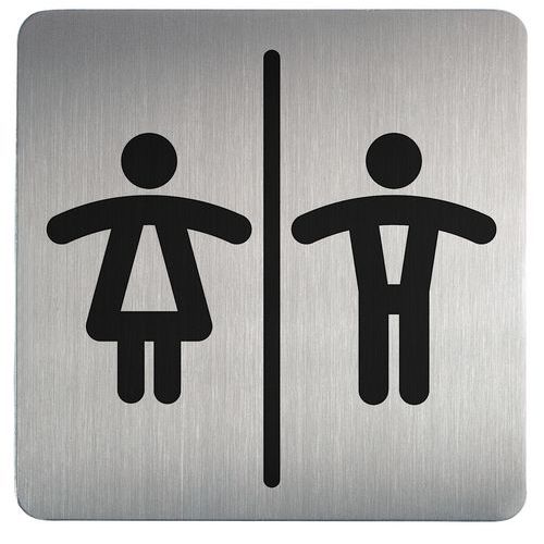 Vierkant design-pictogram toilet - Heren en dames