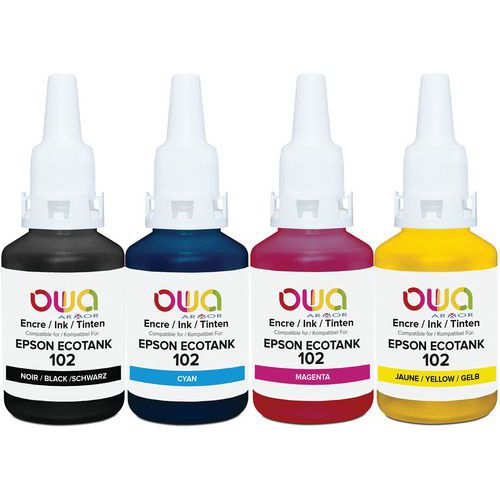Inktfles compatibele Epson 102 - 4 kleuren - OWA