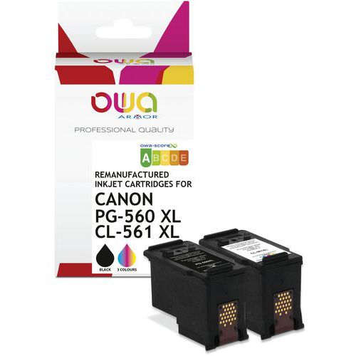 Inktcartridge refurbished Pak 2 Canon PG-560XL- 4 kleur-Owa
