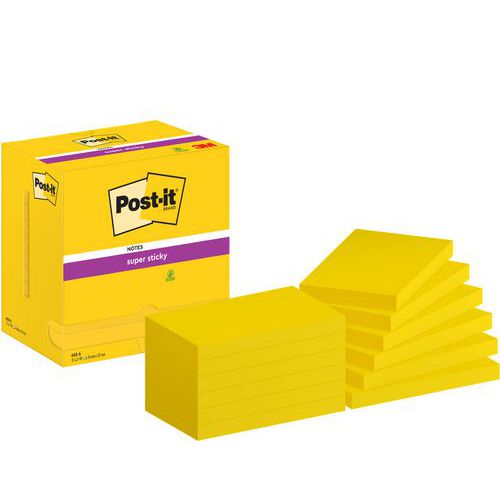 Memo Super Sticky Post-it® 76x127 mm, 12 blokken geel
