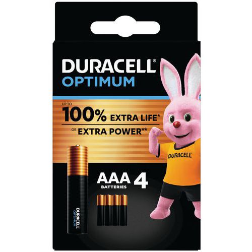 Alkalinebatterij Optimum AAA - 4 eenheden - Duracell