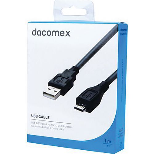 Kabel USB 2.0 Type-A - micro USB B zwart 1 m - DACOMEX