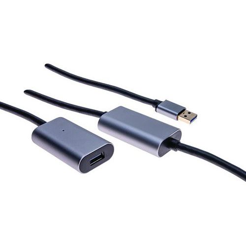 Versterkte verlengkabel aluminium USB 3.0 - 10 M ACTIEF tot 30 M