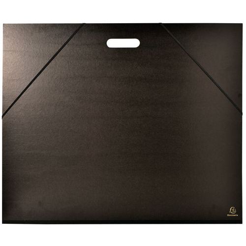 Tekenmap Kraft 59x72cm zwart vernist met elastiek en handvat Raisin