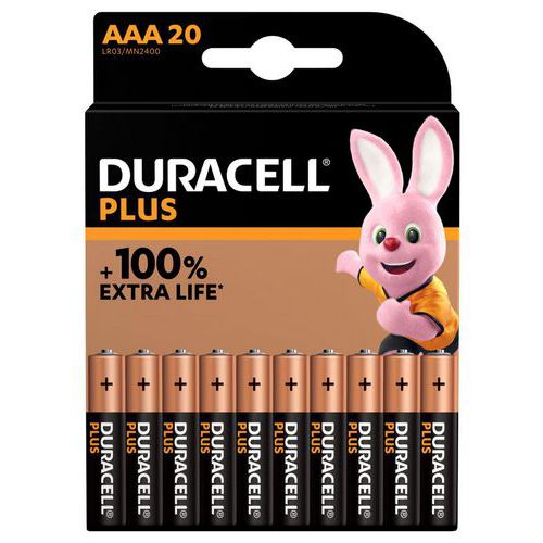 Alkalinebatterij AAA Plus 100% - 20 stuks - Duracell