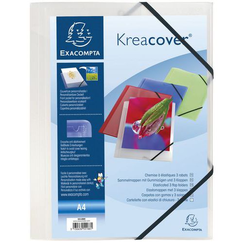 Elastomap met 3 kleppen Kreacover® - A4 transparant - Exacompta