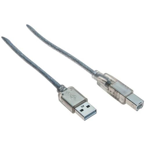 Kabel USB 2.0 type A en B transparant - 3,0 m