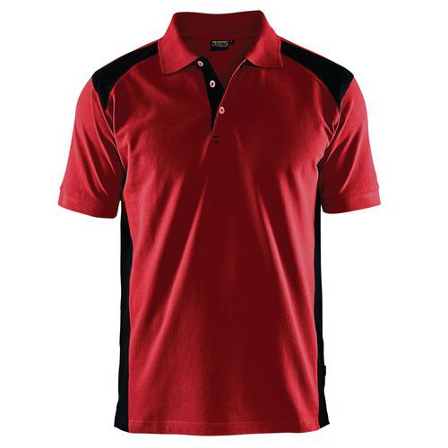 Poloshirt Piqué 3324 - kraag met knoopsluiting - rood/zwart