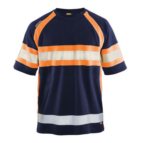 T-shirt High Vis UV 3337 - ronde hals - fluo oranje/marineblauw