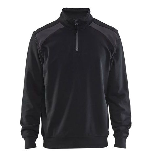 Sweatshirt Bi-Colour met halve rits 3353 - zwart/donkergrijs