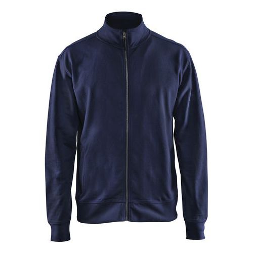 Sweatshirt one-way rits zonder zak 3371 - marineblauw