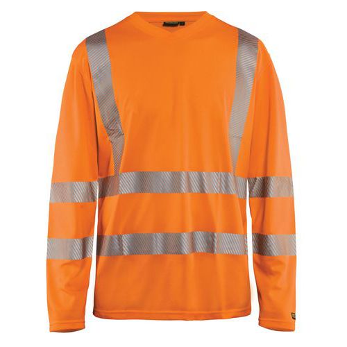 Polo-shirt High Vis lange mouw UPF 40+ UV V hals 3385 oranje