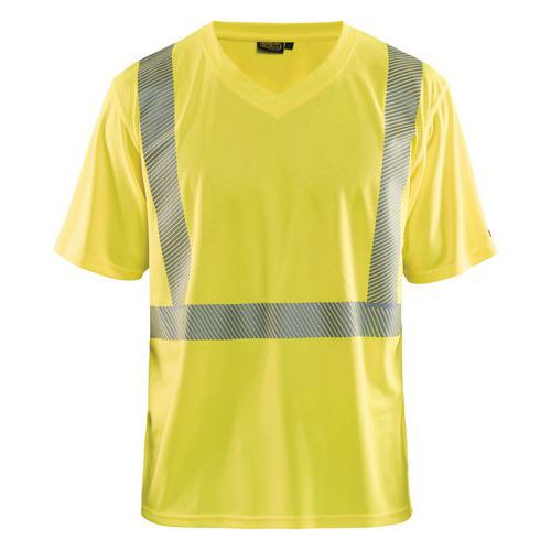 T-shirt High Vis lange mouw UPF 40+ UV V hals 3386 geel