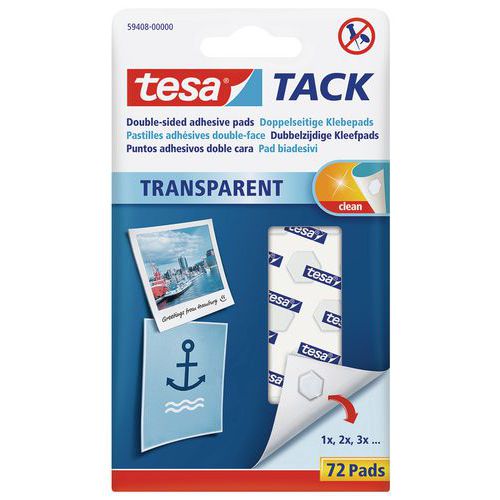 Dubbelzijdig kleefpads transparant Tesa® - 72 pads
