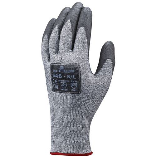 Handschoen Showa 546 snijbestendig DURACoil PU coating grijs - Wiltec