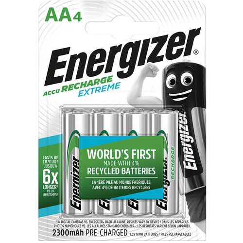 Oplaadbare batterij, gerecycled Extreme - AA/LR06 - Set van 4 - Energizer
