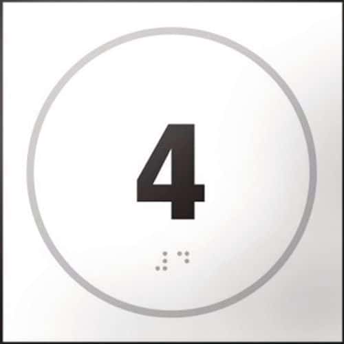 Deurbord met nummer 4 in relief en braille