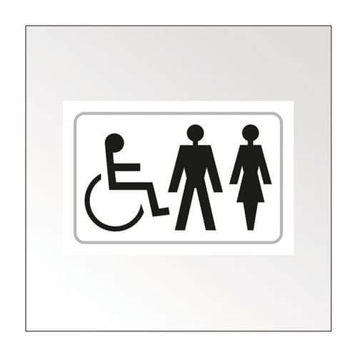Informatiebord voor rolstoelgebruiker+man+vrouw in relief en braille kleur blauw