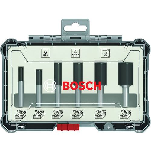 Frezenset in cassette 6 delig - recht schacht - 6 mm - Bosch
